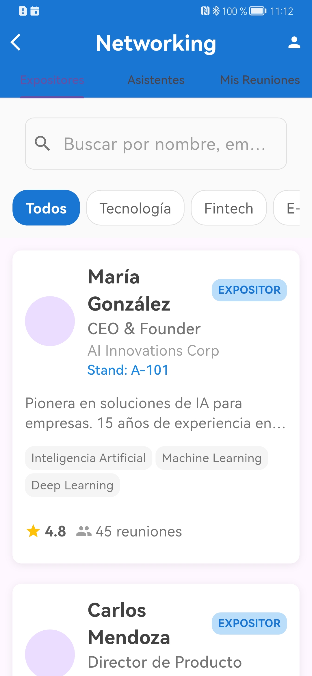 Networking asistentes y expositores