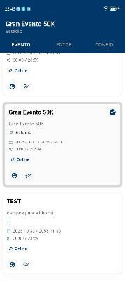 Pestaña Evento con todos sus eventos válidos de ese usuario en la fecha seleccionada